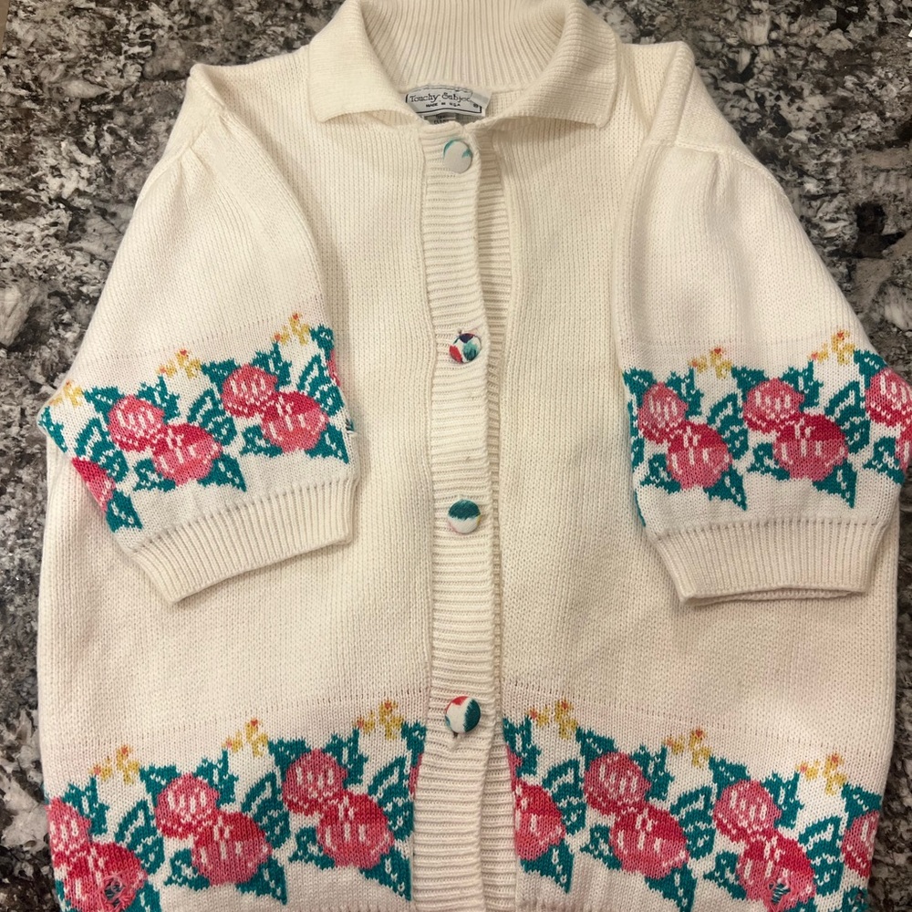 VINTAGE Touchy Subject Mid-Sleeve Cardigan (fits a medium)